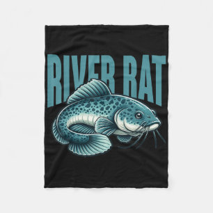 River Rat Catfish Fishing Fish Fisherman  Fleece Blanket