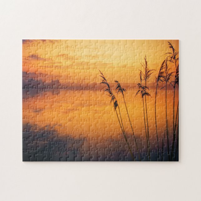 River reeds sunset jigsaw puzzle (Horizontal)