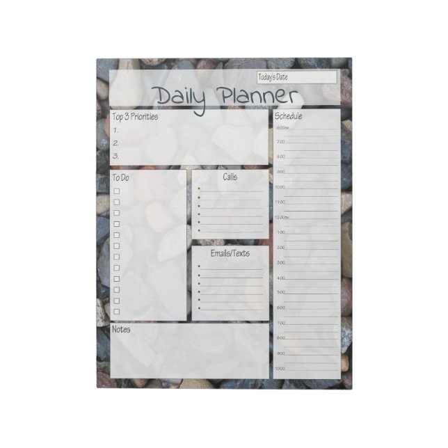 River Rock Daily Planner Pages Notepad (Rotated)