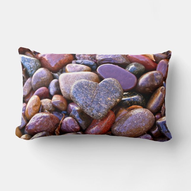 River Rock Heart, Lumbar pillow, w/Scripture Verse Cushion (Front)