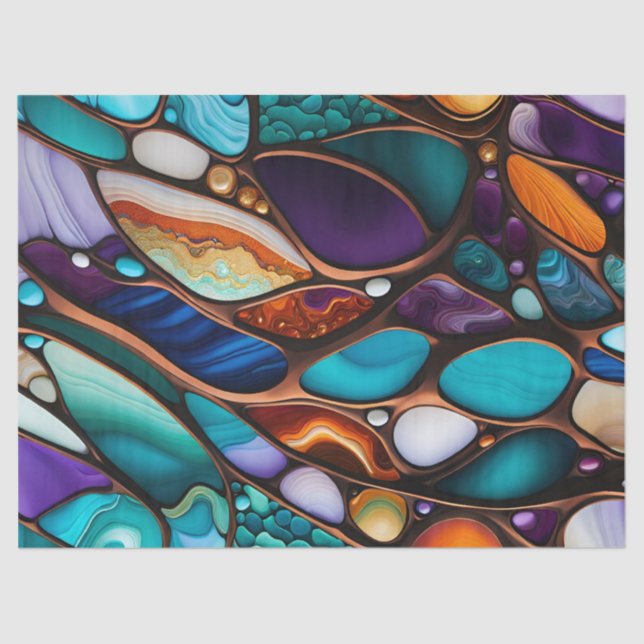 River Rock Pebbles Stained Glass Look Tissue Paper (Front)