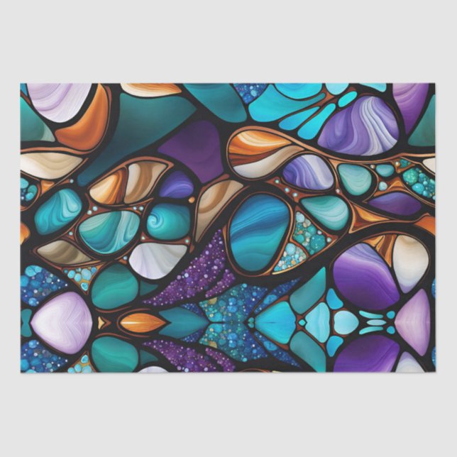 River Rock Pebbles Stained Glass Look Tissue Paper (Front)