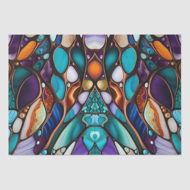 River Rock Pebbles Stained Glass Look Tissue Paper (Front)