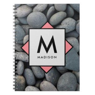 River Rock Pile with Your Own Name and Monogram on Notebook