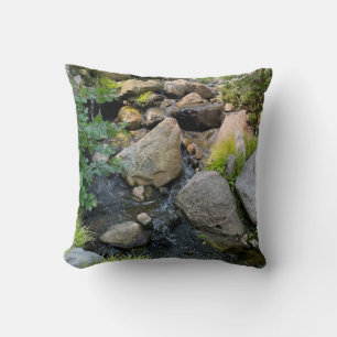 River rocks forest steam photo cushion