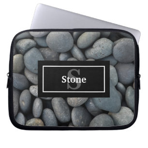 River Rocks with Name and Monogram Laptop Sleeve