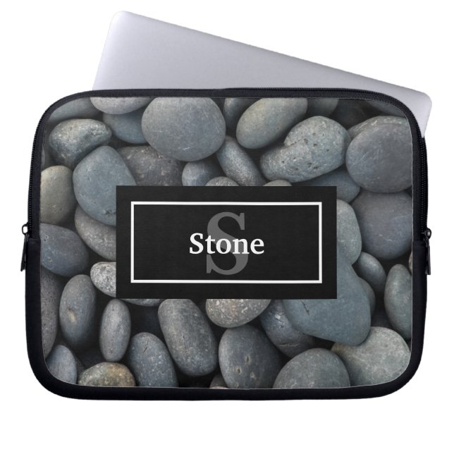 River Rocks with Name and Monogram Laptop Sleeve (Front)