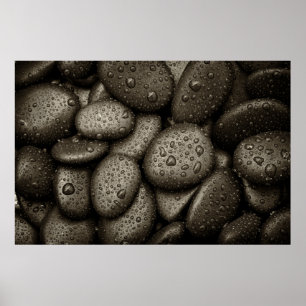 River Rocks with Rain Drops Poster