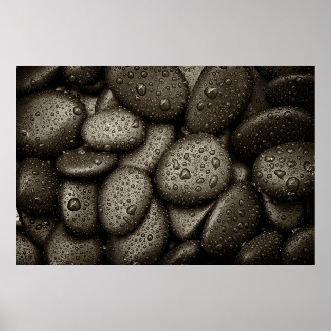 River Rocks with Rain Drops Poster (Front)