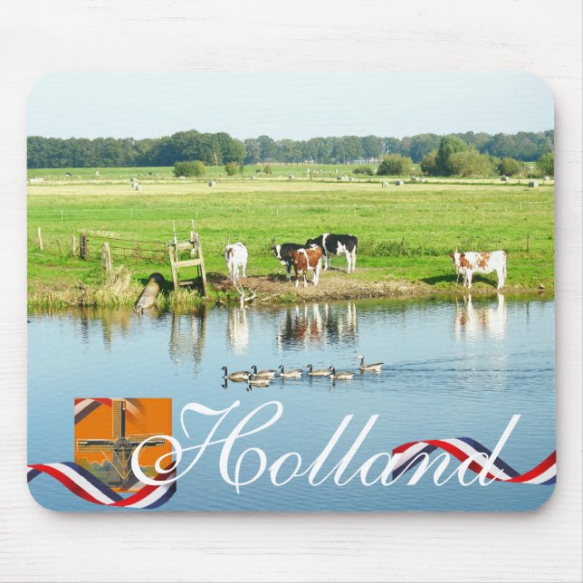 River Scene Cows & Ducks Nature Mousepad (Front)