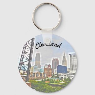 River Skyline Cleveland Key Ring