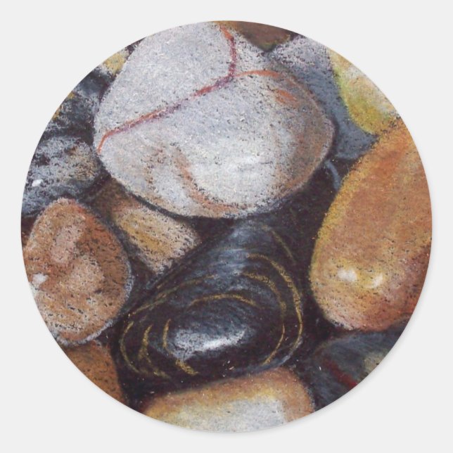 RIVER STONES ARTWORK CLASSIC ROUND STICKER (Front)