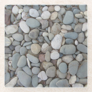 River Stones Fall Autumn Patterns Glass Coaster