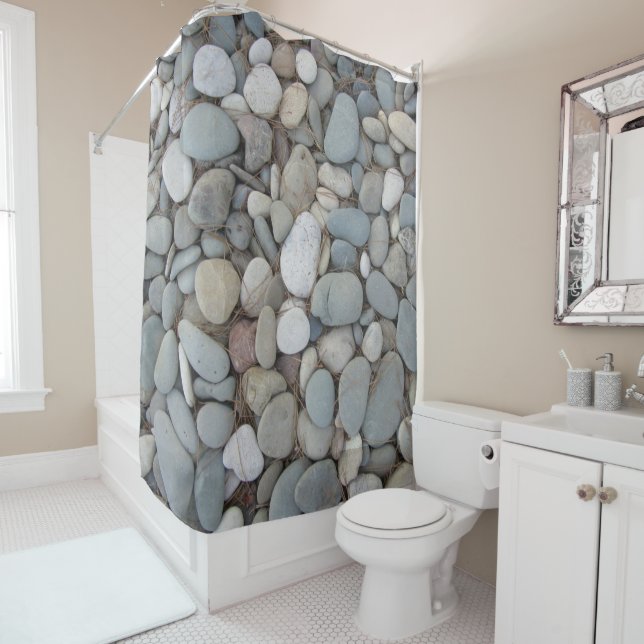 River Stones Fall Autumn Patterns Shower Curtain (In Situ)