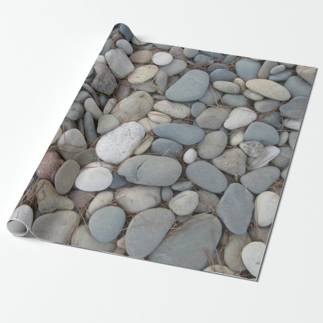 River Stones Fall Autumn Patterns Wrapping Paper (Unrolled)