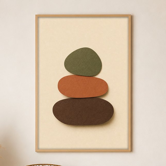 River Stones Gouache Boho Art Poster (Shown framed for scale. Poster ships unframed; frames are an optional add-on.)
