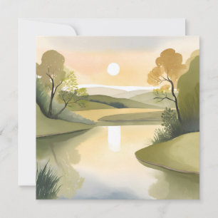 River Sunrise   Watercolor Yellow Card