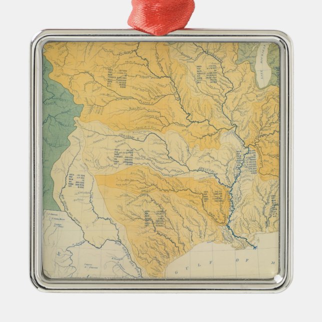 River Systems in the US Metal Tree Decoration (Front)