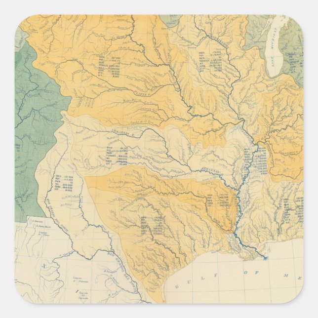 River Systems in the US Square Sticker (Front)