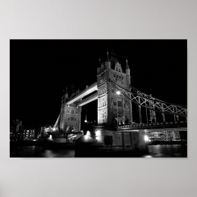 River thames and Tower Bridge at Night Poster (Front)
