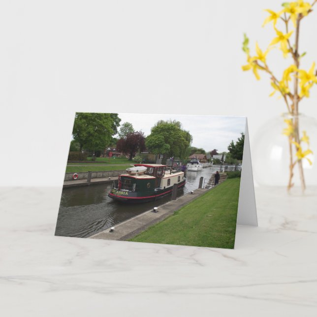 River Thames at Chertsey Lock Greeting Card (Yellow Flower)