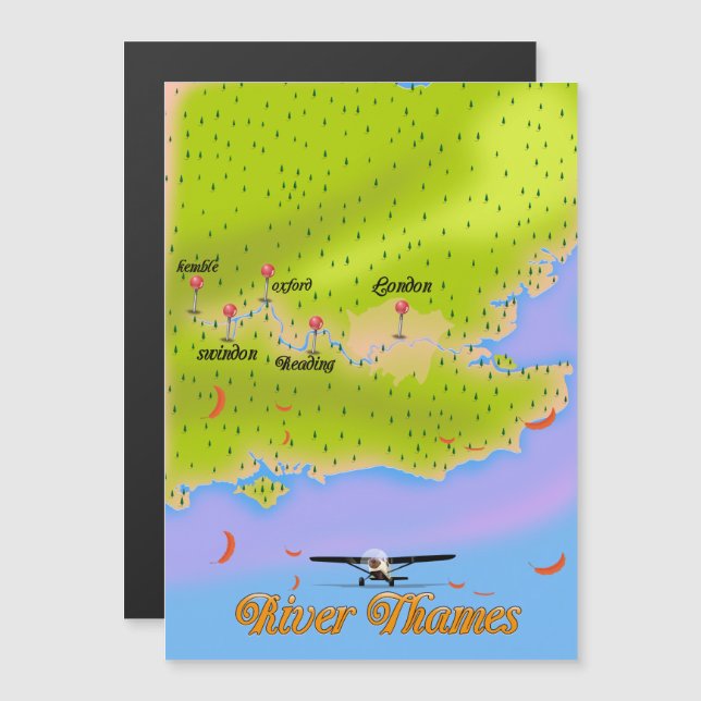 River Thames London England map (Front/Back)