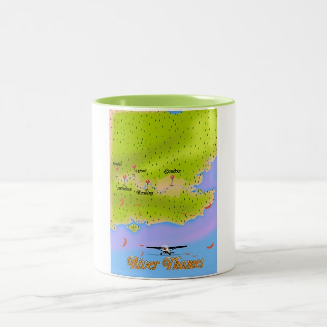 River Thames London England map Two-Tone Coffee Mug (Center)