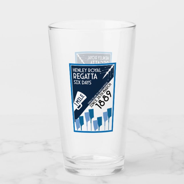 River Thames Regatta - Vintage Retro Style Rowing  Glass (Front)