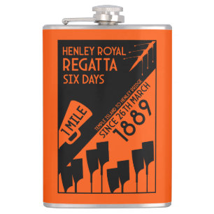 River Thames Regatta - Vintage Retro Style Rowing  Hip Flask