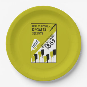 River Thames Regatta - Vintage Retro Style Rowing Paper Plate
