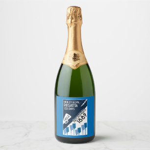 River Thames Regatta - Vintage Retro Style Rowing  Sparkling Wine Label