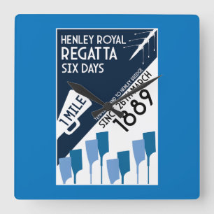 River Thames Regatta - Vintage Retro Style Rowing Square Wall Clock