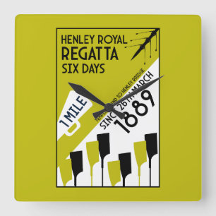River Thames Regatta - Vintage Retro Style Rowing Square Wall Clock