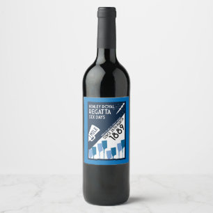River Thames Regatta - Vintage Retro Style Rowing Wine Label