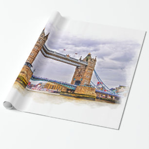 River Thames & Tower Bridge, London England Wrapping Paper