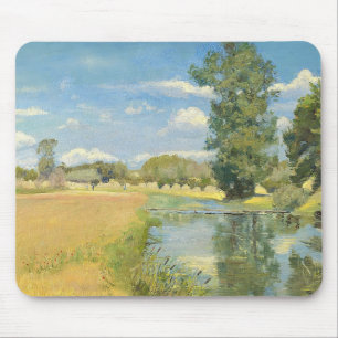 River Through a Harvest Landscape, Summer Mouse Pad