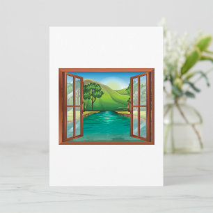 River Through An Open Window Landscape Invitations