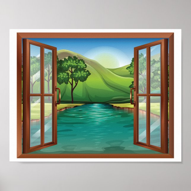 River Through An Open Window Poster (Front)