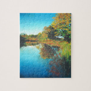 River Trees Fall Landscape Fine Art Jigsaw Puzzle