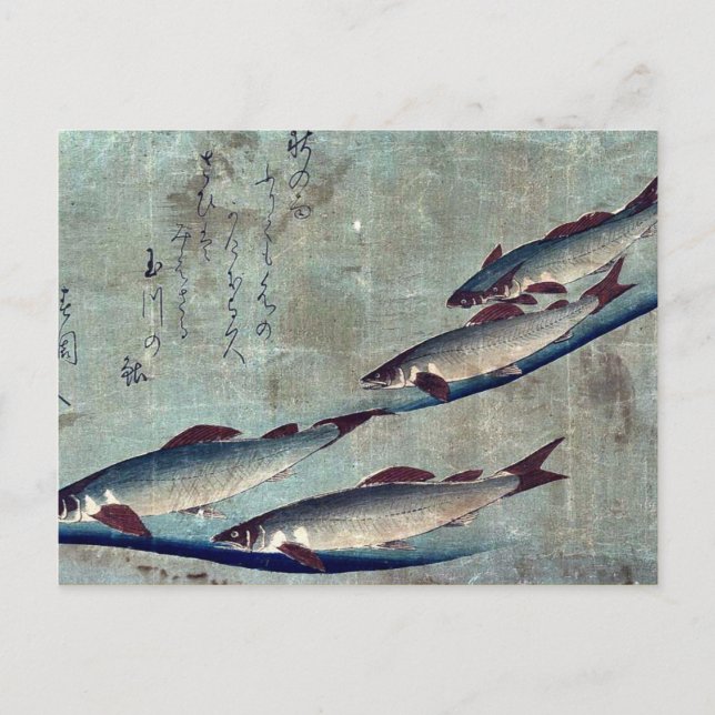 River trout (Ayu) by Andō, Hiroshige Ukiyo-e. Postcard (Front)