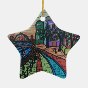 River Tyne Newcastle Quayside Ceramic Tree Decoration