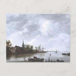 River View with a Village Church Postcard