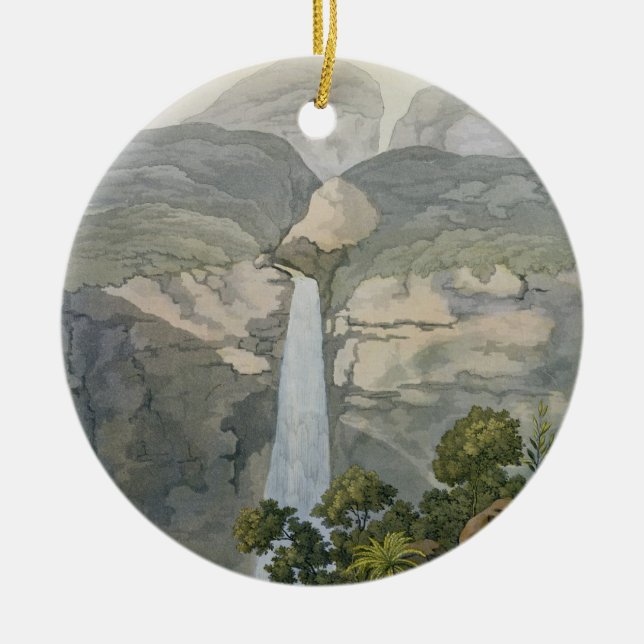 River Vinagre Waterfall, near the Puraci Volcano, Ceramic Ornament (Front)