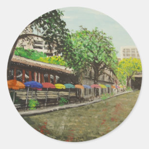 River Walk San Antonio, TX Painting Classic Round Sticker