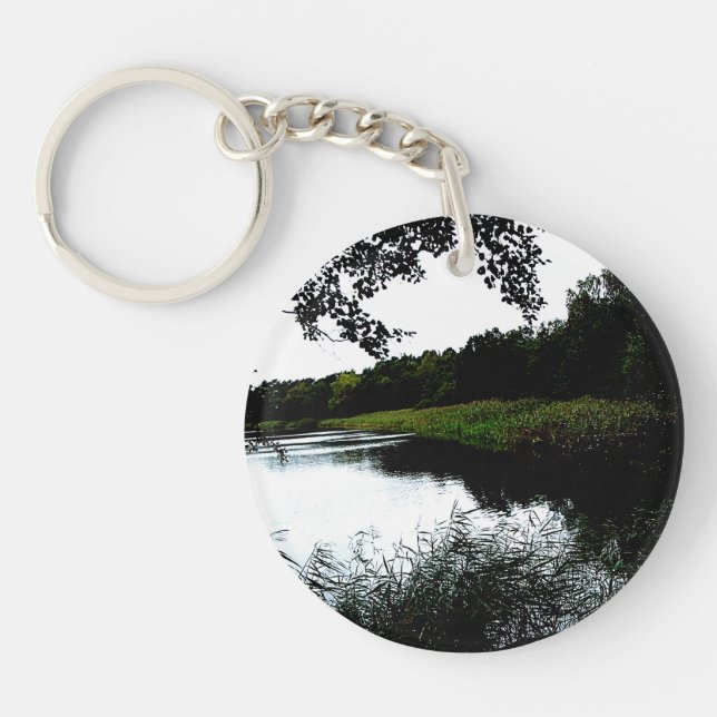 River with reed and trees landscape key ring (Front)