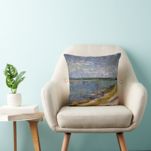 River with Rowing Boats by Vincent van Gogh Cushion