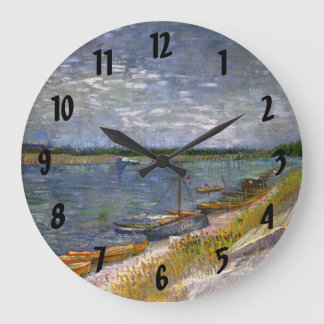 River with Rowing Boats by Vincent van Gogh Large Clock