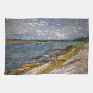 River with Rowing Boats by Vincent van Gogh Tea Towel
