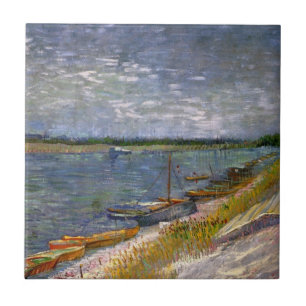 River with Rowing Boats by Vincent van Gogh Tile