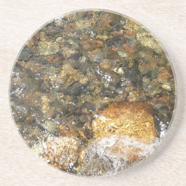 River-Worn Pebbles Brown and Grey Natural Abstract Coaster (Front)